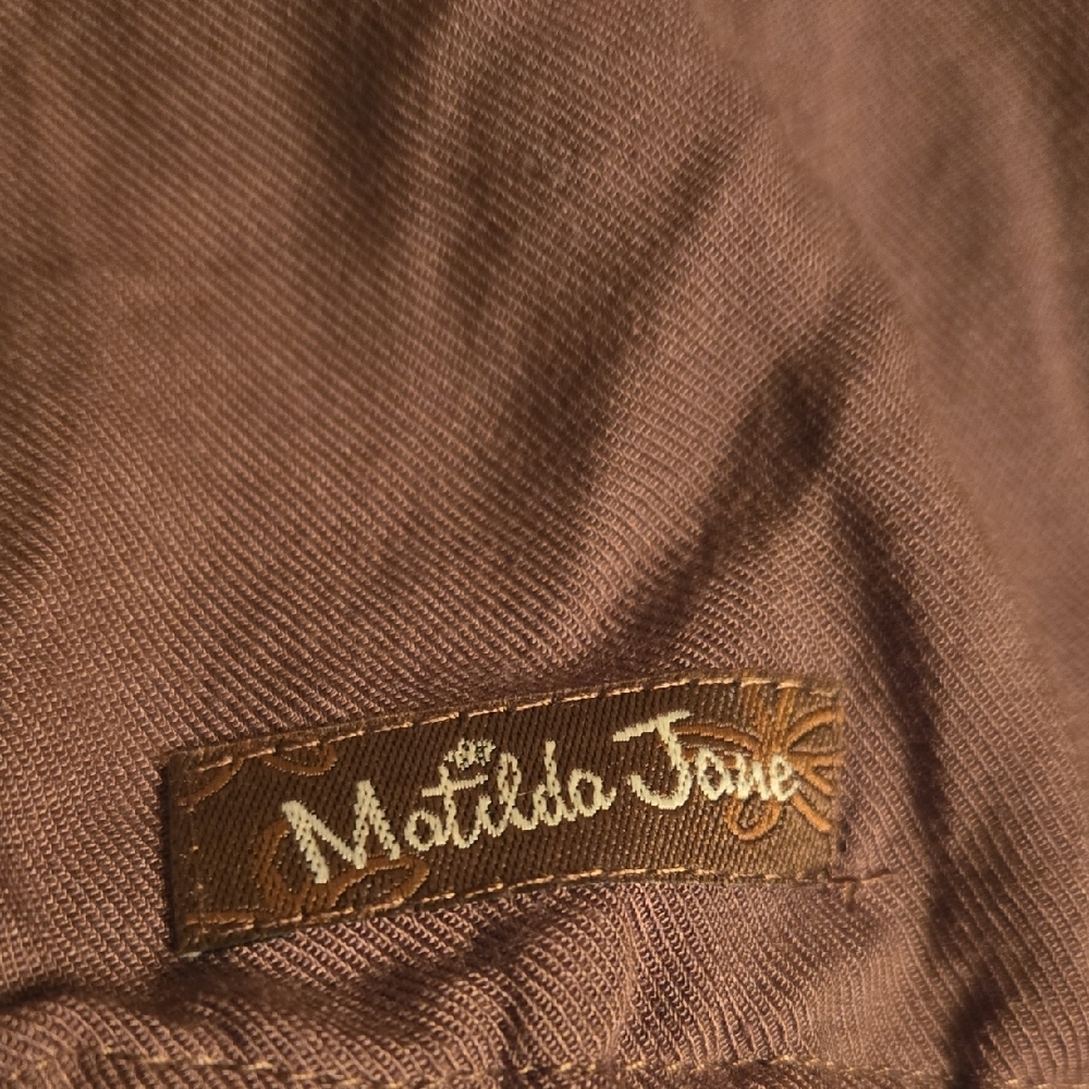 3/$17 Matilda Jane Brown Button Down Shirt Vest with Lace Collar and Pockets - Picture 5 of 6
